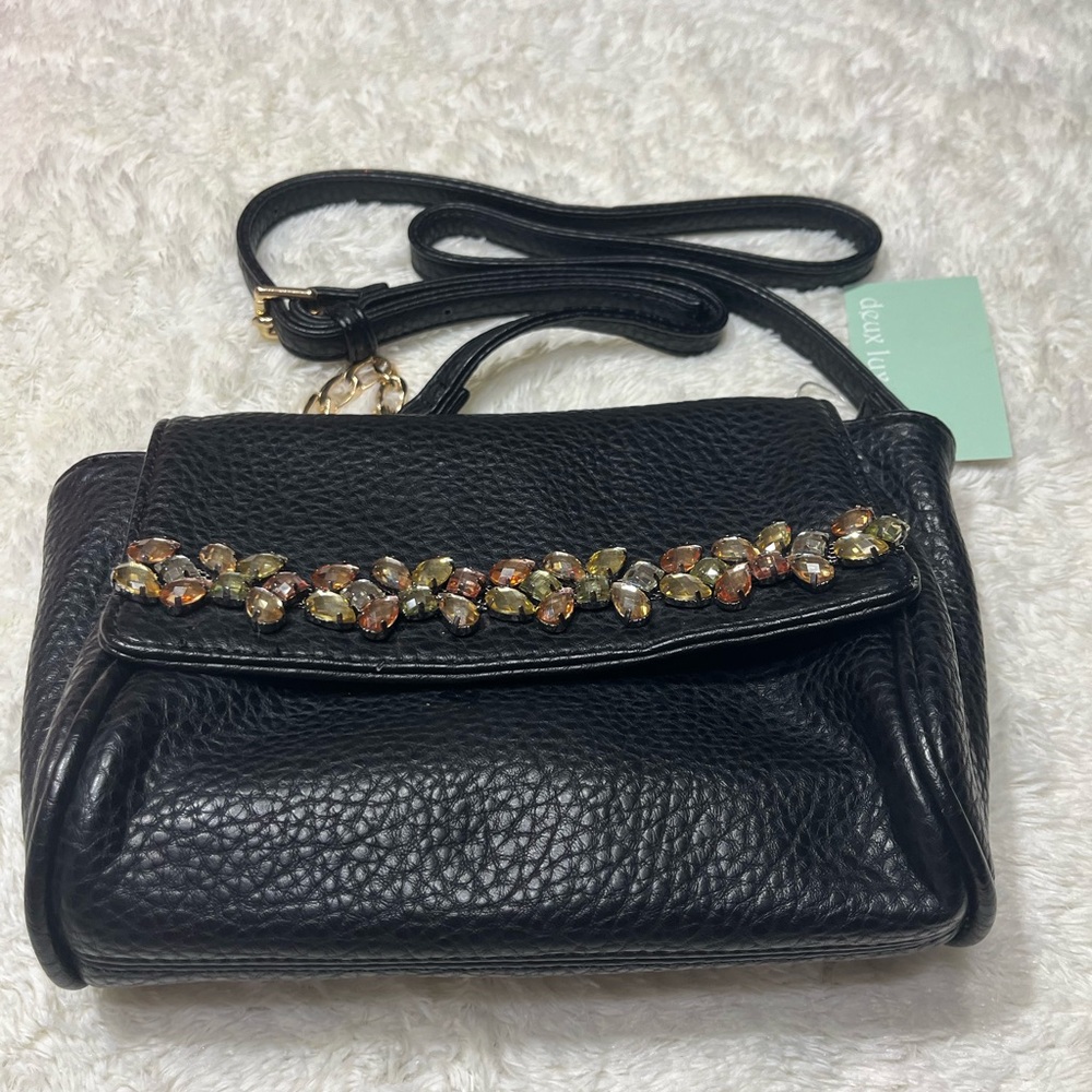 NWT Deux Lux Pasha Messenger Rhinestone Gemmed Crossbody Purse